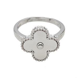 Copper Clover Rings Adjustable Platinum Plated, approx 15.5mm, 18mm dia