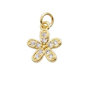 Copper Flower Pendant Pave Zirconia 18K Gold Plated, approx 11mm