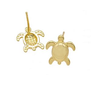 Copper Tortoise Stud Earrings 18K Gold Plated, approx 11-12mm