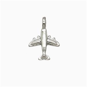 Copper Airplane Pendant Platinum Plated, approx 8mm