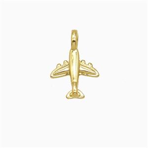 Copper Airplane Pendant Gold Plated, approx 8mm