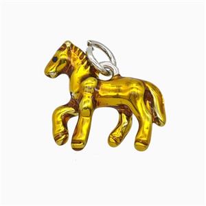 Copper Horse Pendant Yellow Painted Platinum Plated, approx 14-17mm