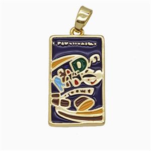 Copper Tarot Card Pendant Enamel Gold Plated, approx 12.5-20mm