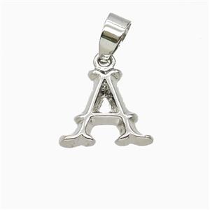 Copper Letter-A Pendant Platinum Plated, approx 10-13mm