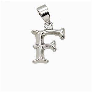 Copper Letter-F Pendant Platinum Plated, approx 10-13mm