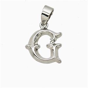 Copper Letter-G Pendant Platinum Plated, approx 10-13mm