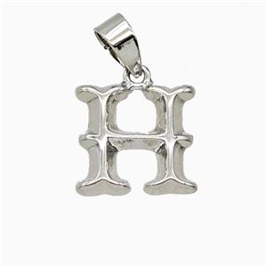 Copper Letter-H Pendant Platinum Plated, approx 10-13mm