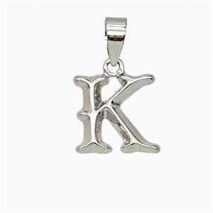 Copper Letter-K Pendant Platinum Plated, approx 10-13mm