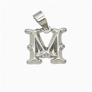 Copper Letter-M Pendant Platinum Plated, approx 10-13mm
