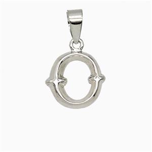 Copper Letter-O Pendant Platinum Plated, approx 10-13mm