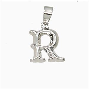 Copper Letter-R Pendant Platinum Plated, approx 10-13mm
