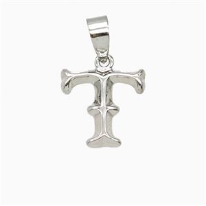 Copper Letter-T Pendant Platinum Plated, approx 10-13mm