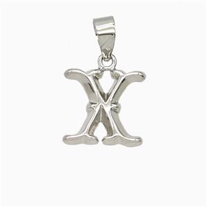 Copper Letter-X Pendant Platinum Plated, approx 10-13mm