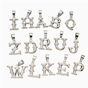 Copper Alphabet Pendant Platinum Plated Mixed Letters, approx 10-13mm