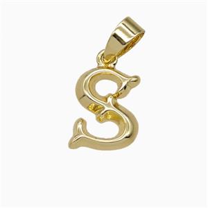 Copper Letter-S Pendant Gold Plated, approx 10-13mm