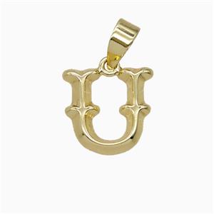 Copper Letter-U Pendant Gold Plated, approx 10-13mm
