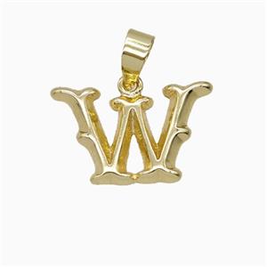 Copper Letter-W Pendant Gold Plated, approx 10-13mm