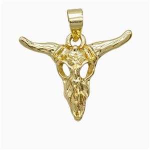 Copper Bullhead Pendant Gold Plated, approx 19-25mm