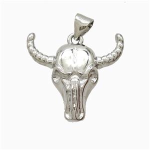 Copper Bullhead Pendant Platinum Plated, approx 20-22mm