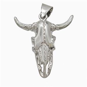 Copper Bullhead Pendant Platinum Plated, approx 30-32mm