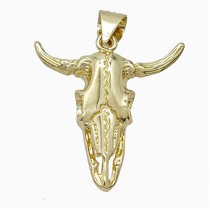 Copper Bullhead Pendant Gold Plated, approx 30-32mm
