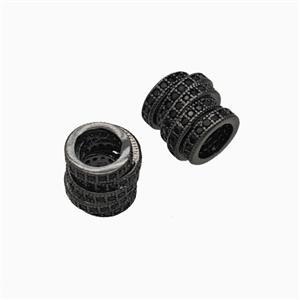 Copper Tube Beads Micro Pave Zirconia Large Hole Black Plated, approx 9mm, 5mm hole