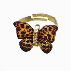 Blackorange Resin Butterfly Rings Adjustable Gold Plated, approx 15-18mm, 18mm dia