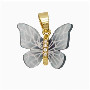 Gray Resin Butterfly Pendant Gold Plated, approx 15-18mm