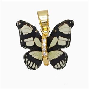 Blackyellow Resin Butterfly Pendant Gold Plated, approx 15-18mm