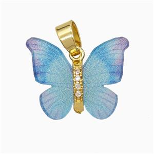 Blue Resin Butterfly Pendant Gold Plated, approx 15-18mm