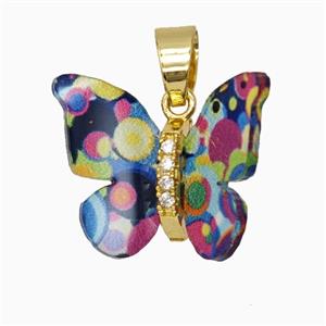 Multicolor Resin Butterfly Pendant Gold Plated, approx 15-18mm