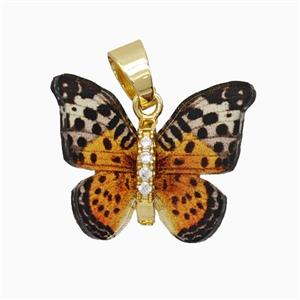 Orange Resin Butterfly Pendant Gold Plated, approx 15-18mm