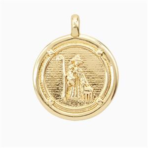 Copper Virgin Mary Pendant Gold Plated, approx 20mm