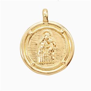 Copper Virgin Mary Pendant Gold Plated, approx 20mm