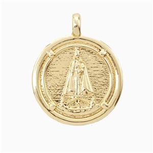 Copper Virgin Mary Pendant Gold Plated, approx 20mm