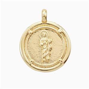 Copper Saint Jude Pendant Gold Plated, approx 20mm