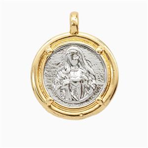Copper Virgin Mary Pendant Platinum Gold Plated, approx 20mm