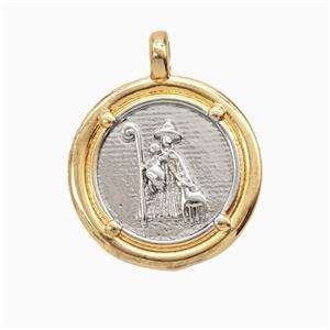 Copper Virgin Mary Pendant Platinum Gold Plated, approx 20mm