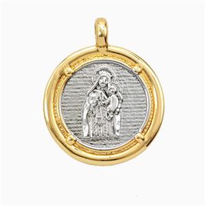 Copper Virgin Mary Pendant Platinum Gold Plated, approx 20mm