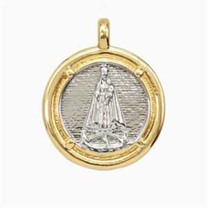 Copper Virgin Mary Pendant Platinum Gold Plated, approx 20mm