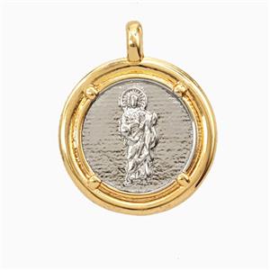 Copper Saint Jude Pendant Platinum Gold Plated, approx 20mm