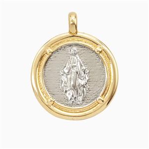 Copper Virgin Mary Pendant Platinum Gold Plated, approx 20mm