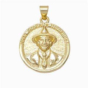 Copper Medal Pendant Jose Gregorio Hernandez Gold Plated, approx 20mm
