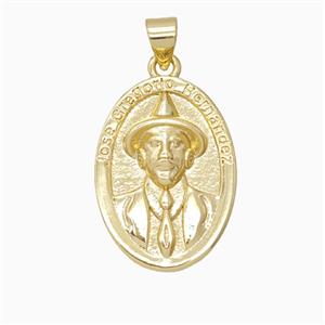 Copper Medal Pendant Jose Gregorio Hernandez Gold Plated, approx 16-20mm