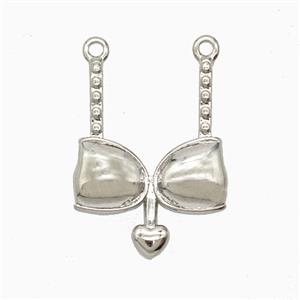 Copper Bra Bikini Pendant Heart Platinum Plated, approx 16-21mm