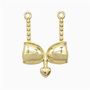 Copper Bra Bikini Pendant Heart Gold Plated, approx 16-21mm