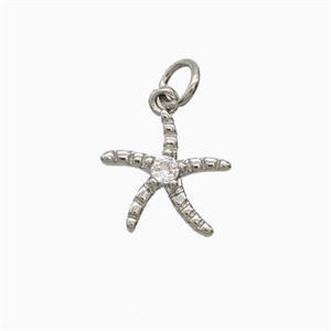 Copper Starfish Pendant Pave Zirconia Platinum Plated, approx 12mm