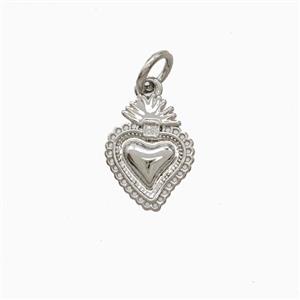 Copper Sacred Heart Pendant Platinum Plated, approx 9.5-12mm