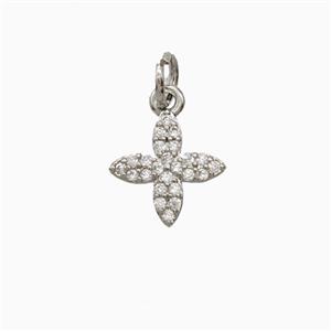 Copper Cross Pendant Pave Zirconia Platinum Plated, approx 10mm