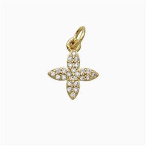 Copper Cross Pendant Pave Zirconia Gold Plated, approx 10mm